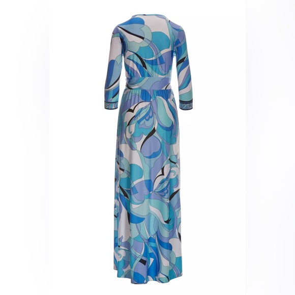 NWT Boston Proper V-neck Ocean Abstract Print Center Slit Maxi Dress | Small S - Picture 4 of 9